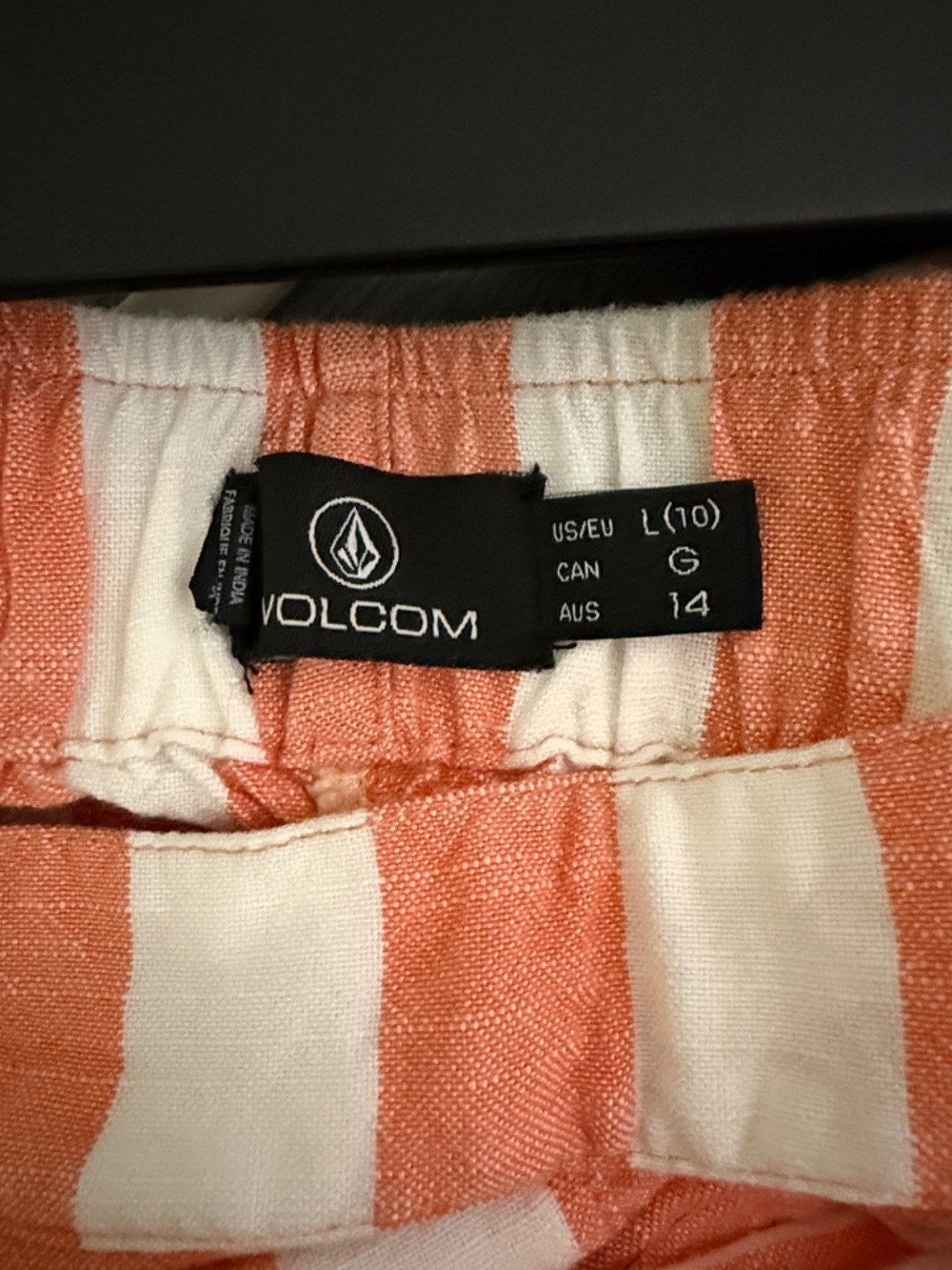 Volcom Striped Wide-Leg Pants - Coral & White - Picture 2 of 3